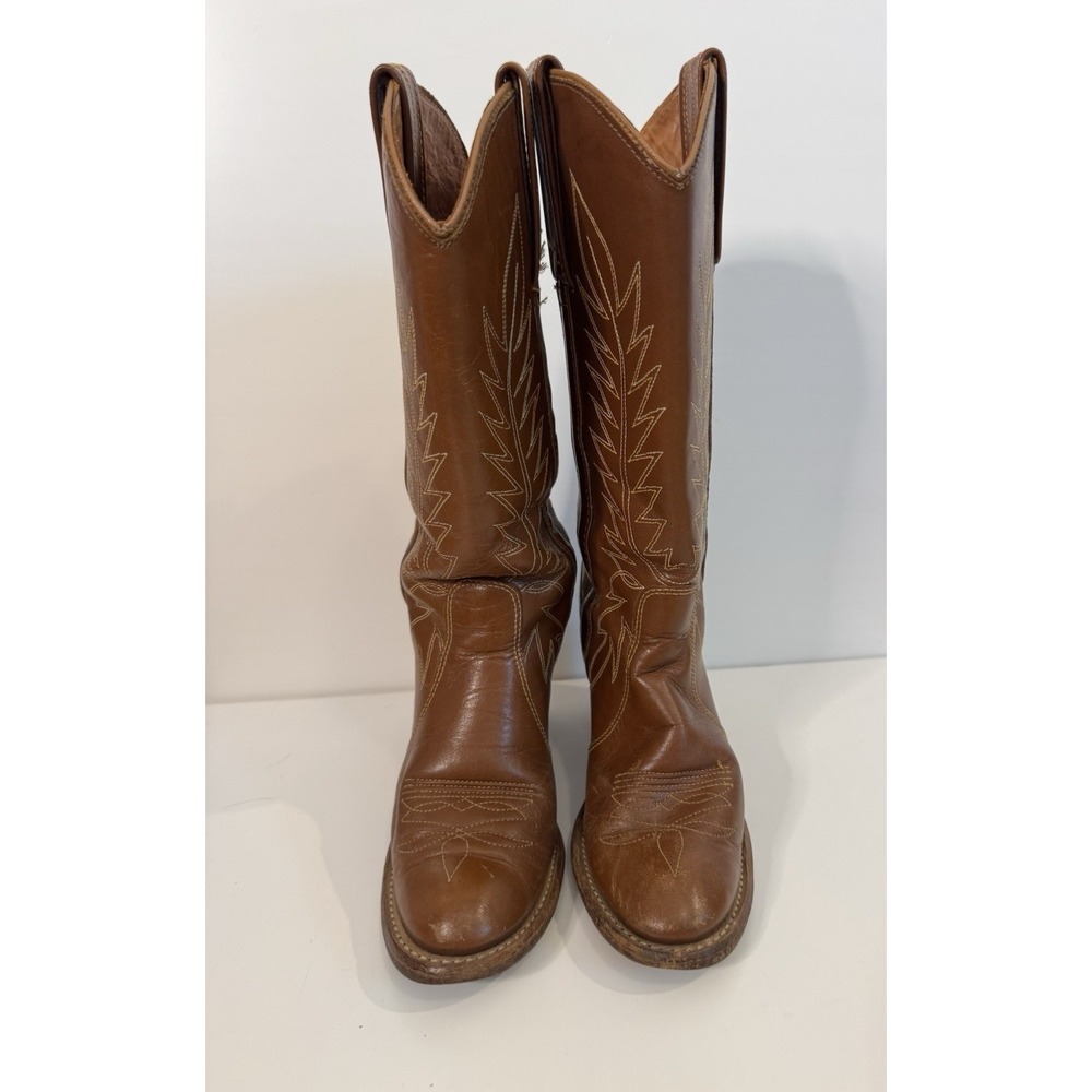 Vintage Capezio USA Leather Cowboy Western Boots Cognac Brown Women's 6M